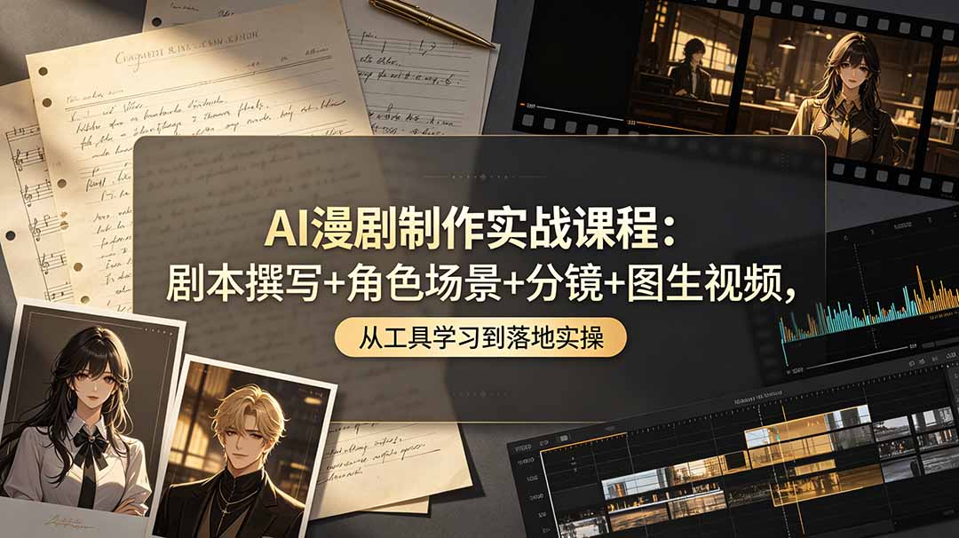 AI漫剧制作实战课程：剧本撰写+角色场景+分镜+图生视频，从工具学习到落地实操-小艾项目网