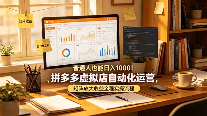 普通人也能日入 1000！拼多多虚拟店自动化运营，矩阵放大收益全程实操流程-小艾项目网