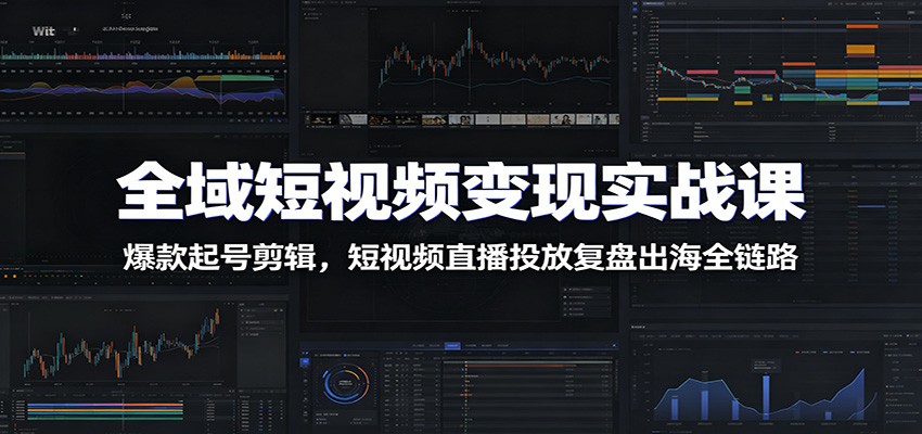 全域短视频变现实战课：爆款起号剪辑，短视频直播投放复盘出海全链路-小艾项目网