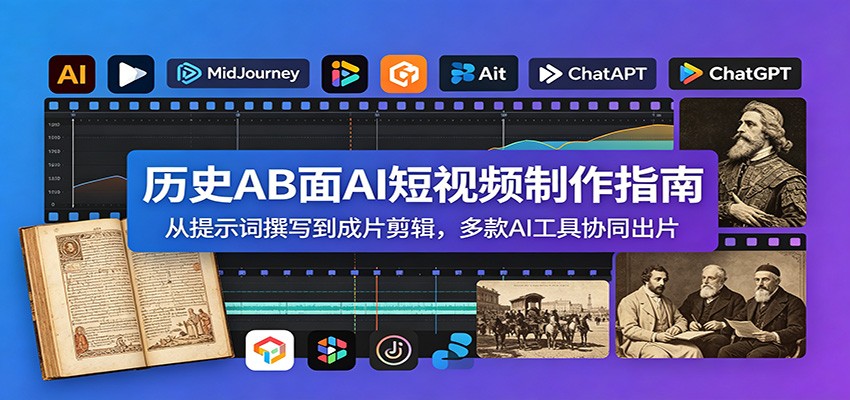 历史AB面AI短视频制作指南：从提示词撰写到成片剪辑，多款AI工具协同出片-小艾项目网