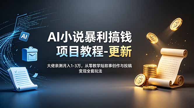 AI小说暴利搞钱项目教程-更新,大佬亲测月入1-3万,从零教学短故事创作与投稿变现全套玩法-小艾项目网