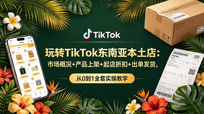 玩转TikTok东南亚本土店：市场概况+产品上架+起店折扣+出单发货，从0到1全套实操教学-小艾项目网