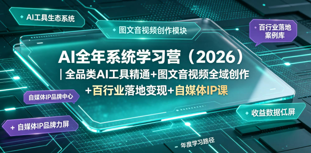 AI全年系统学习营(2026)｜全品类AI工具精通+图文音视频全域创作+百行业落地变现+自媒体IP打造年度进阶大课-小艾项目网