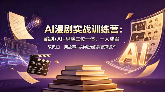 AI漫剧实战训练营：编剧+AI+导演三位一体，一人成军 驭风口，用故事与AI铸造终身变现资产-小艾项目网