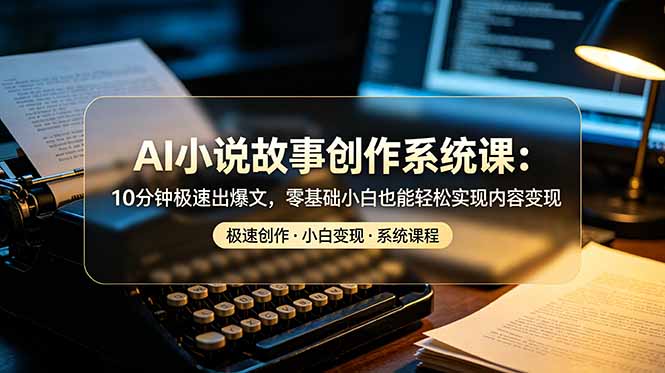 AI小说故事创作系统课：10分钟极速出爆文，零基础小白也能轻松实现内容变现-小艾项目网