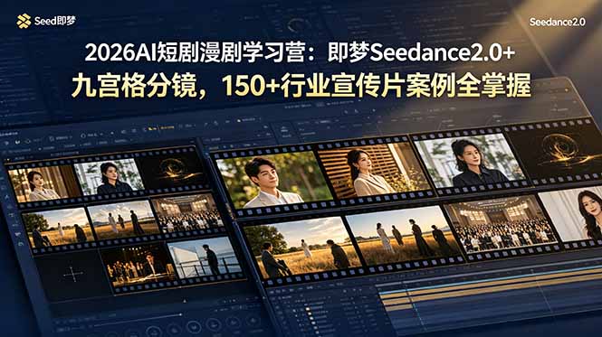 2026AI短剧漫剧学习营：即梦Seedance2.0+九宫格分镜，150+行业宣传片案例全掌握-小艾项目网