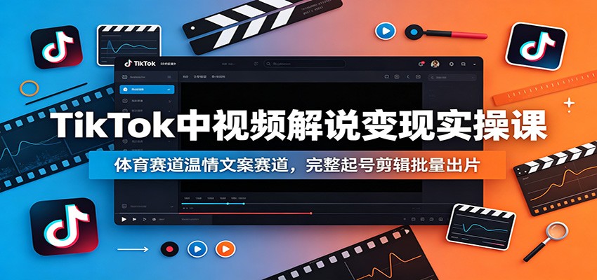 TikTok中视频解说变现实操课：体育赛道温情文案赛道，完整起号剪辑批量出片-小艾项目网
