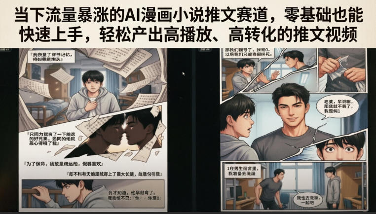 当下流量暴涨的AI漫画小说推文赛道，零基础也能快速上手，轻松产出高播放、高转化的推文视频-小艾项目网