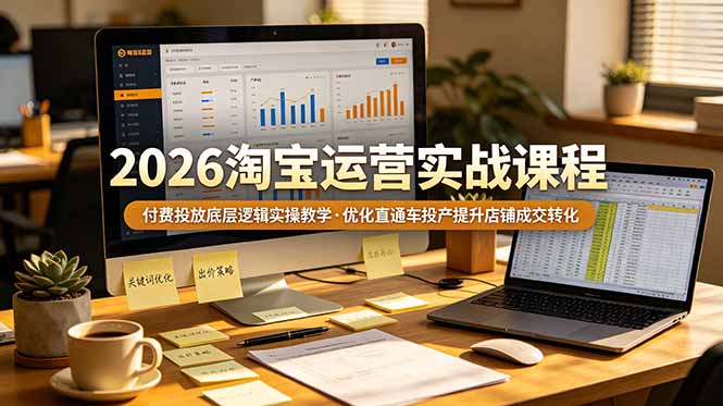 2026 淘宝运营实战课程，付费投放底层逻辑实操教学，优化直通车投产提升店铺成交转化-小艾项目网