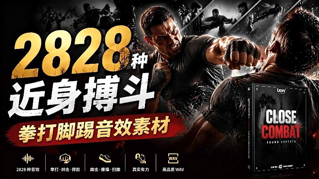 宝藏级别音效！2828种近身搏斗拳打脚踢音效素材，全部中文分类，免解压使用  Close Combat-小艾项目网