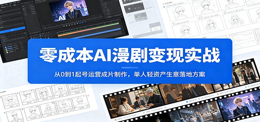 零成本AI漫剧变现实战：从0到1起号运营成片制作，单人轻资产生意落地方案-小艾项目网