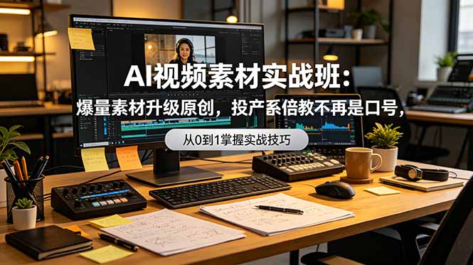 AI视频素材实战班：爆量素材升级原创，投产翻倍不再是口号，0-1系统教学实战落地-小艾项目网