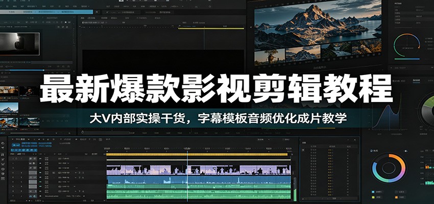 最新爆款影视剪辑教程：大V内部实操干货，字幕模板音频优化成片教学-小艾项目网