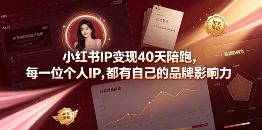 小红书IP变现40天陪跑，每一位个人IP，都有自己的品牌影响力-小艾项目网