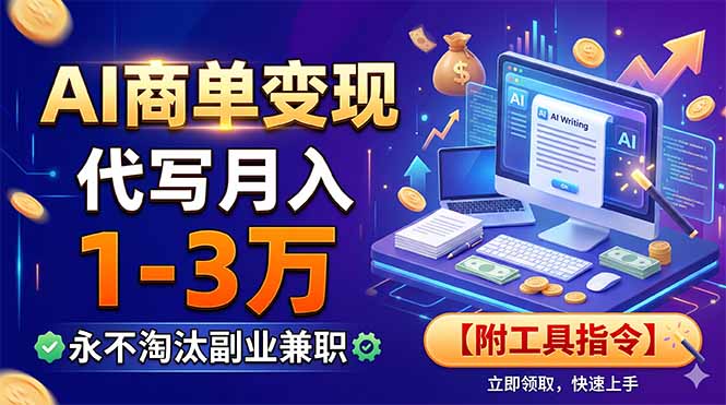 AI商单变现，靠代写月入1-3万，永不淘汰副业兼职【附工具指令】-小艾项目网