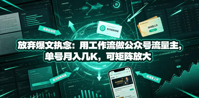 放弃爆文执念：用工作流做公众号流量主，单号月入几K，可矩阵放大-小艾项目网