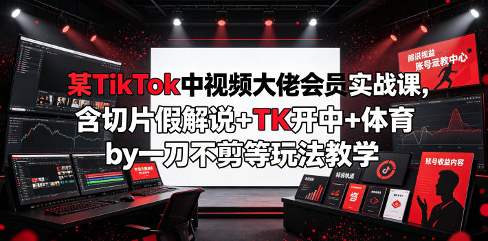 某TikTok中视频大佬会员实战课，含切片假解说+TK开中+体育by一刀不剪等玩法教学-小艾项目网