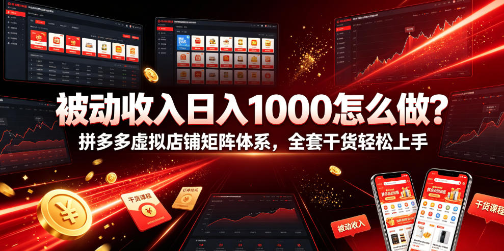被动收入日入1000怎么做？拼多多虚拟店铺矩阵体系，全套干货轻松上手【揭秘】-小艾项目网
