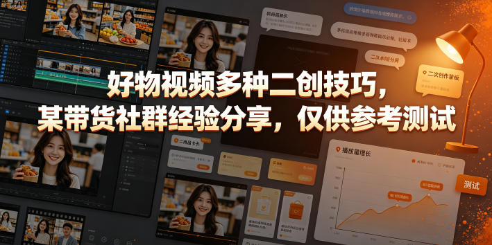 好物视频多种二创技巧，某带货社群经验分享，仅供参考测试-小艾项目网