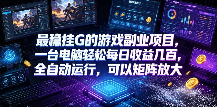 最稳挂G的游戏副业项目，一台电脑轻松每日收益几百，全自动运行，可以矩阵放大【揭秘】-小艾项目网
