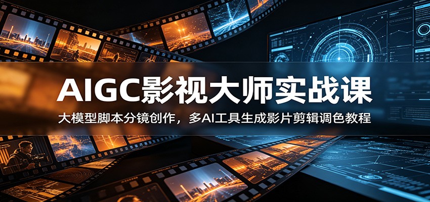 AIGC影视大师实战课:大模型脚本分镜创作,多AI工具生成影片剪辑调色教程-小艾项目网