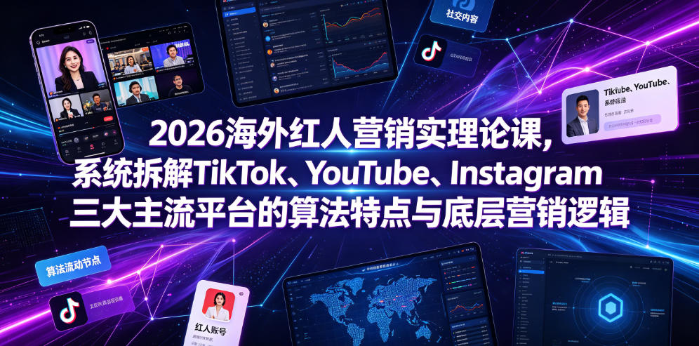 2026海外红人营销实理论课,系统拆解TikTok、YouTube、Instagram三大主流平台的算法特点与底层营销逻辑-小艾项目网