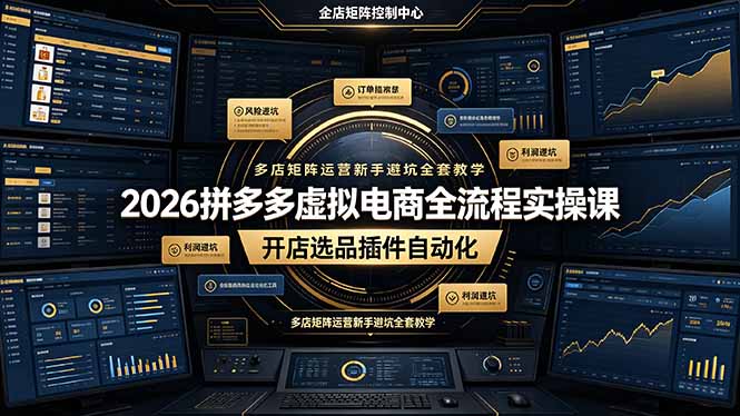 2026拼多多虚拟电商全流程实操课,开店选品插件自动化,多店矩阵运营新手避坑全套教学-小艾项目网