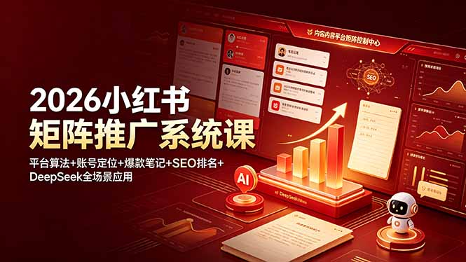 2026小红书矩阵推广系统课：平台算法+账号定位+爆款笔记+SEO排名+DeepSeek全场景应用-小艾项目网