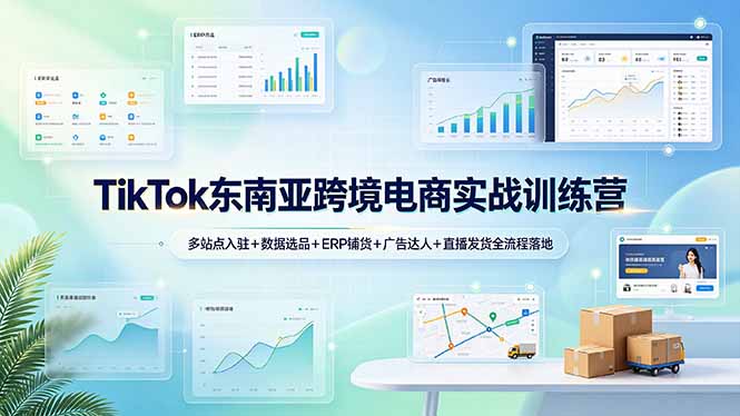 TikTok东南亚跨境电商实战训练营:多站点入驻+数据选品+ERP铺货+广告达人+直播发货全流程落地-小艾项目网