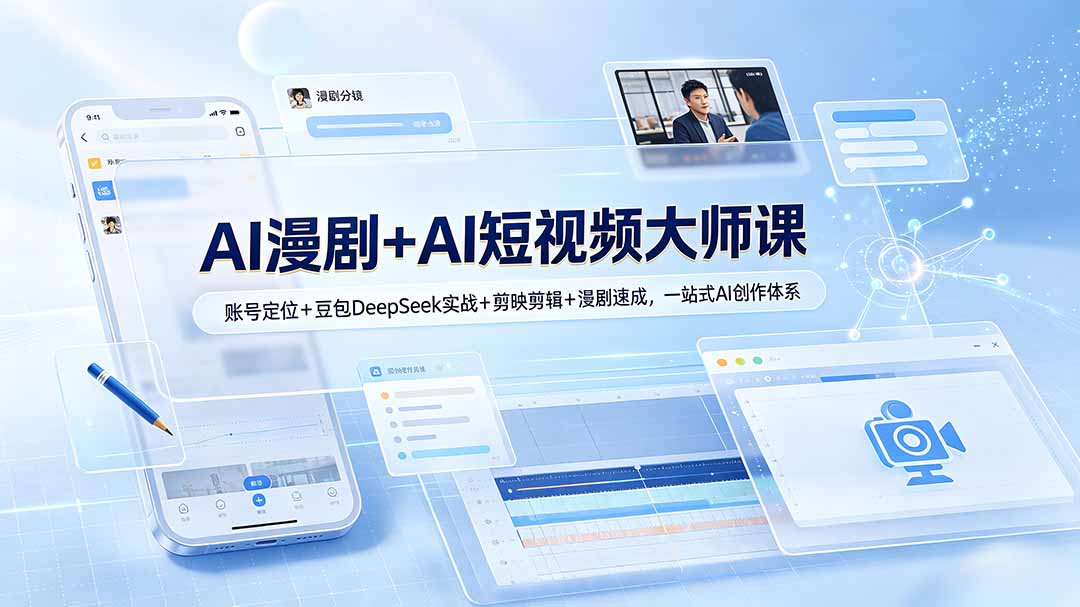 AI漫剧+AI短视频大师课：账号定位+豆包DeepSeek实战+剪映剪辑+漫剧速成，一站式AI创作体系-小艾项目网