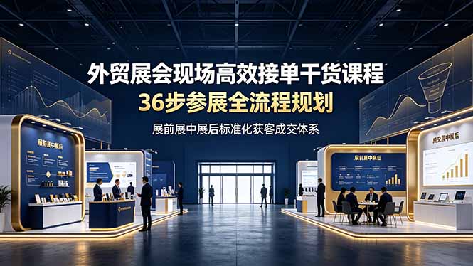 外贸展会现场高效接单干货课程,36步参展全流程规划,展前展中展后标准化获客成交体系-小艾项目网