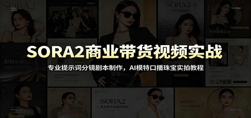 SORA2商业带货视频实战:专业提示词分镜剧本制作,AI模特口播珠宝实拍教程-小艾项目网