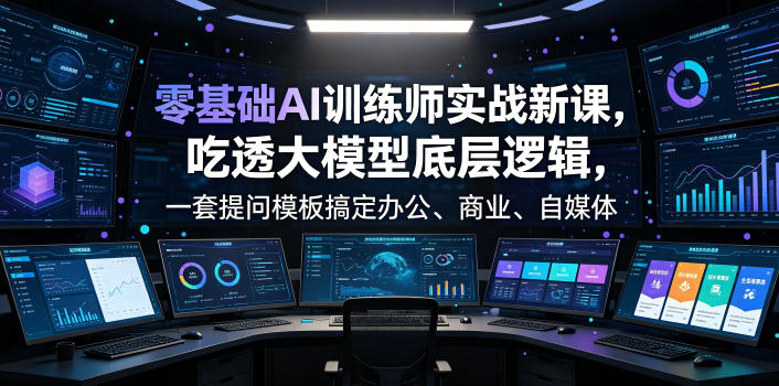 零基础AI训练师实战课，吃透大模型底层逻辑，一套提问模板搞定办公、商业、自媒体、设计、生活全场景AI落地应用-小艾项目网