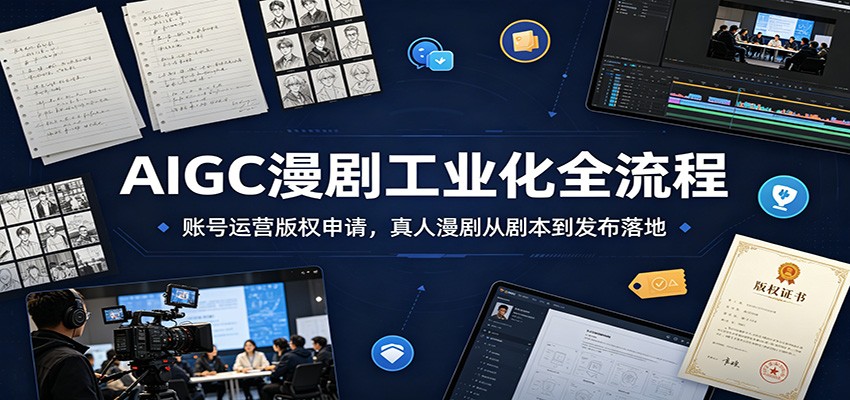 AIGC漫剧工业化全流程:账号运营版权申请,真人漫剧从剧本到发布落地-小艾项目网