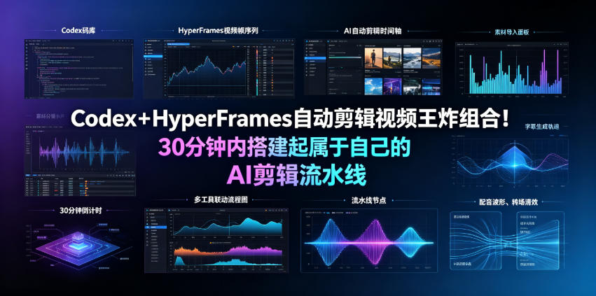 Codex+HyperFrames自动剪辑视频王炸组合!30分钟内搭建起属于自己的AI剪辑流水线(完整版实操教程手册)-小艾项目网