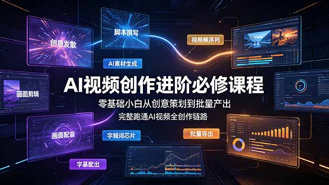 AI视频创作进阶必修课程:零基础小白从创意策划到批量产出,完整跑通AI视频全创作链路-小艾项目网