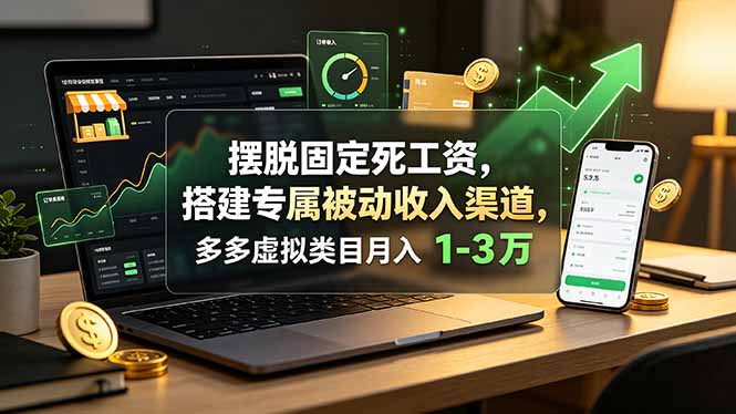 摆脱固定死工资,搭建专属被动收入渠道,多多虚拟类目月入 1-3 万-小艾项目网