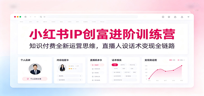 小红书IP创富进阶训练营:知识付费全新运营思维,直播人设话术变现全链路-小艾项目网