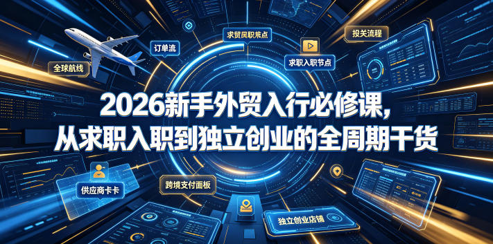 2026新手外贸入行必修课，从求职入职到独立创业的全周期干货-小艾项目网