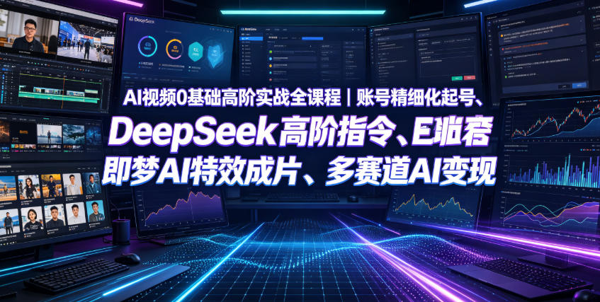 AI视频0基础高阶实战全课程｜账号精细化起号、DeepSeek高阶指令、即梦AI特效成片、多赛道AI短视频量产变现-小艾项目网