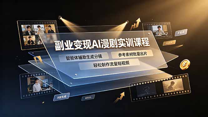 副业变现AI漫剧实训课程,智能体辅助生成分镜,参考素材批量出片,轻松制作流量短视频-小艾项目网