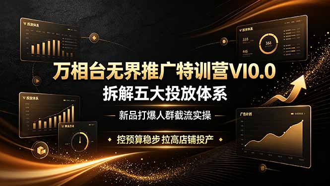 万相台无界推广特训营VI0.0,拆解五大投放体系,新品打爆人群截流实操,控预算稳步拉高店铺投产-小艾项目网