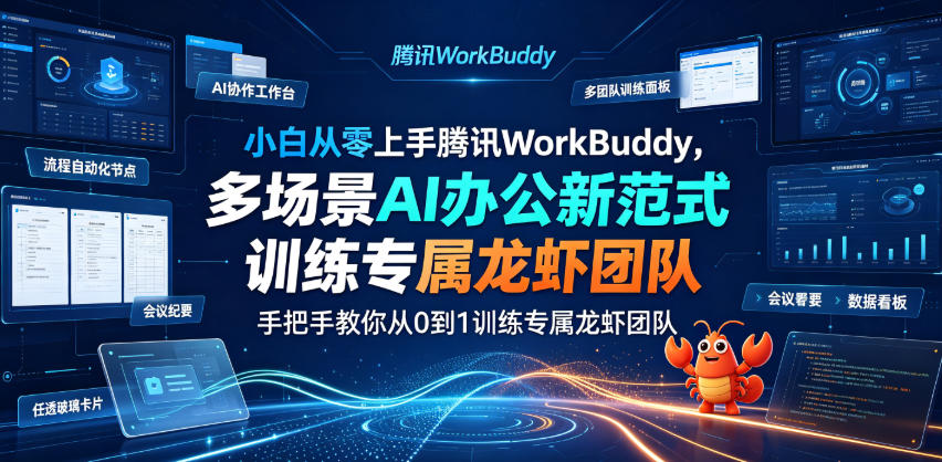 小白从零上手腾讯WorkBuddy，多场景AI办公新范式实战，手把手教你从0到1训练专属龙虾团队-小艾项目网