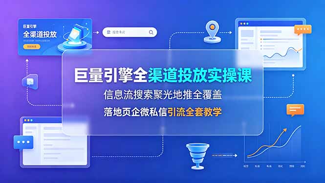 巨量引擎全渠道投放实操课,信息流搜索聚光地推全覆盖,落地页企微私信引流全套教学-小艾项目网