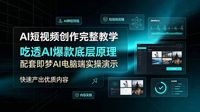 AI短视频创作完整教学,吃透AI爆款底层原理,配套即梦AI电脑端实操演示,快速产出优质内容-小艾项目网