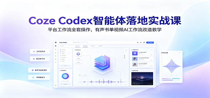 Coze Codex智能体落地实战课：平台工作流全套操作，有声书单视频AI工作流改造教学-小艾项目网