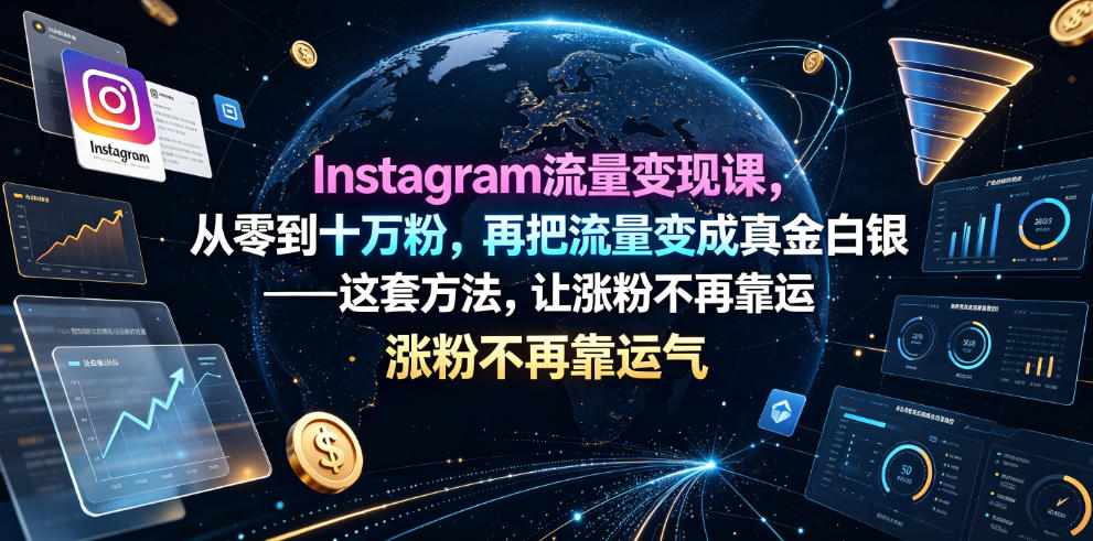 Instagram流量变现课,从零到十万粉,再把流量变成真金白银——这套方法,让涨粉不再靠运气【原创双语字幕】-小艾项目网