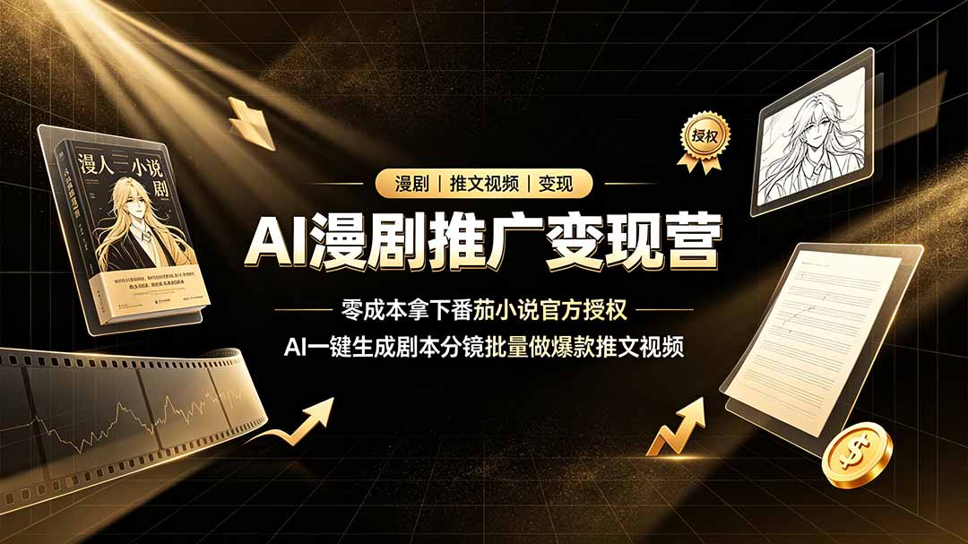 AI漫剧推广变现营，零成本拿下番茄小说官方授权，AI一键生成剧本分镜批量做爆款推文视频-小艾项目网