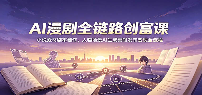 AI漫剧全链路创富课:小说素材剧本创作,人物场景AI生成剪辑发布变现全流程-小艾项目网