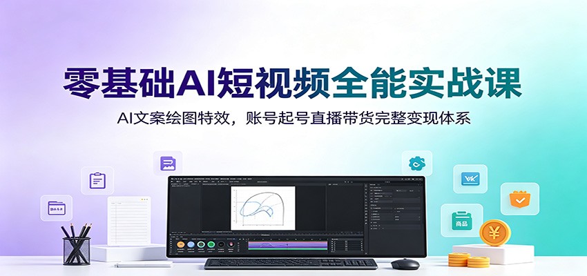 零基础AI短视频全能实战课:AI文案绘图特效,账号起号直播带货完整变现体系-小艾项目网